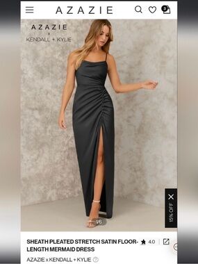 Azazie Black Satin bridesmaid dress